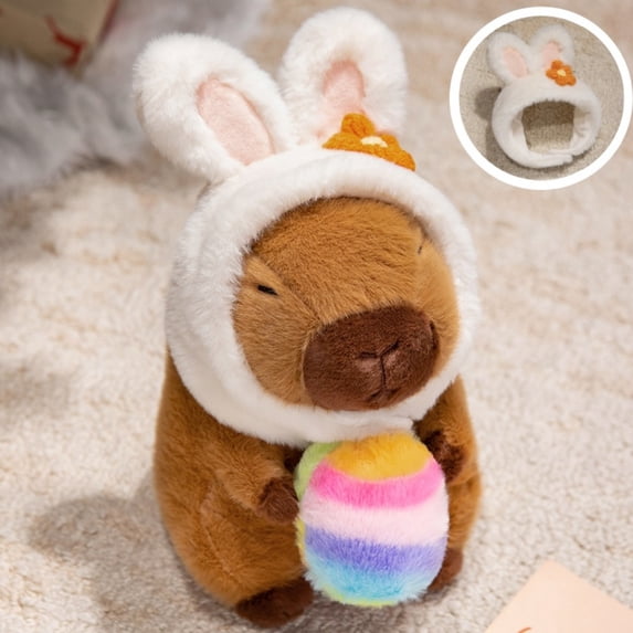 Creative Bunny Plush Toy Easter Capybara Cos Rabbit Stuffed Animal Doll Fun Gift ( Hat Can Be Removed!)
