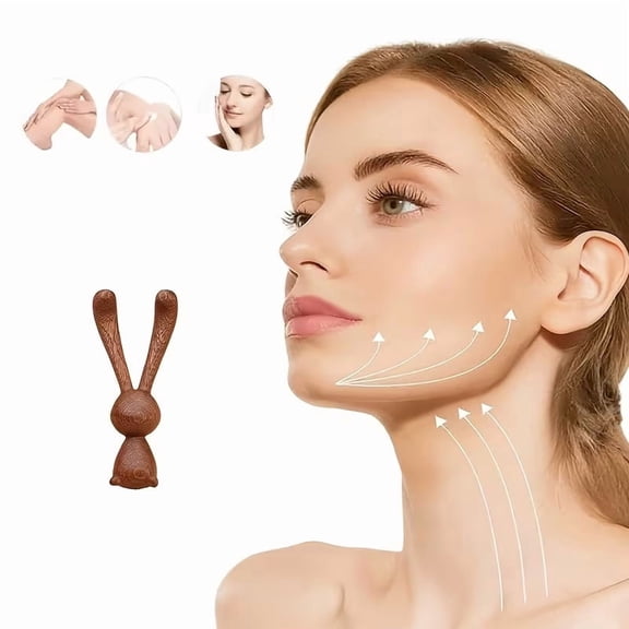 Creative Bunny-Shaped Handheld Multi-Functional Massager - Eco-Friendly Pure Wood for Eye and Neck Relaxation