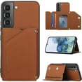 thumbnail image 1 of Creative Business PU Leather Phone Case for Samsung Galaxy S21 S20 Ultra Plus FE Lite with Card Holder Case Card Slots Bracket Function Durable Shockproof Cover Brown, 1 of 8