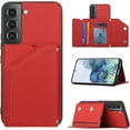 thumbnail image 1 of Creative Business PU Leather Phone Case for Samsung Galaxy S23 S22 Ultra Plus with Card Holder Case Card Slots Bracket Function Durable Shockproof Cover Red, 1 of 8