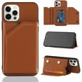 thumbnail image 1 of Creative Business PU Leather Phone Case for iPhone 15 Pro Max Plus with Card Holder Case, Card Slots Bracket Function Durable Shockproof Cover Brown, 1 of 7