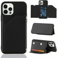 thumbnail image 1 of Creative Business PU Leather Phone Case for iPhone 12 11 Pro Max Plus Mini with Card Holder Case Card Slots Bracket Function Durable Shockproof Cover Black, 1 of 8
