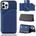 thumbnail image 1 of Creative Business PU Leather Phone Case for iPhone X XS XR Max 8 7 Plus SE with Card Holder Case Card Slots Bracket Function Durable Shockproof Cover Blue, 1 of 8