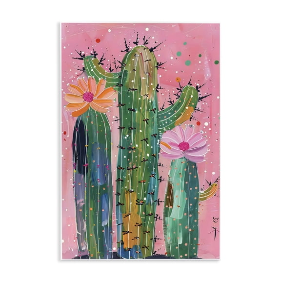 Stupell Industries Creative Cactus over Pink Wall Plaque Art, design by LSR Design Studio