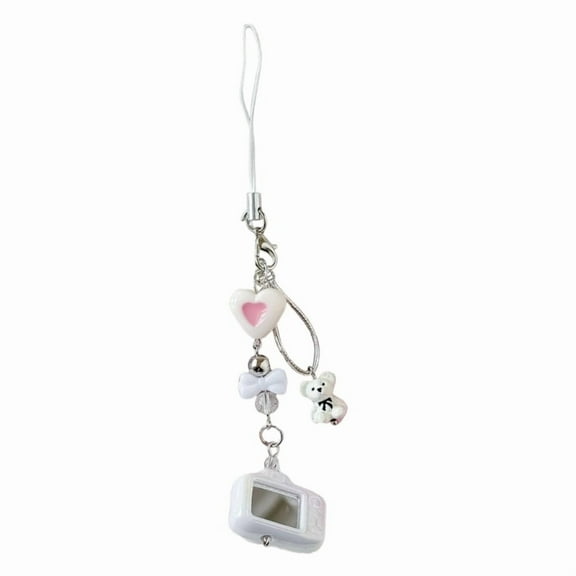 Creative Camera Bear Keychain Charm Cute Alloy Keyring Pendant Phone Chain Decoration for Phone Bag Gift Idea