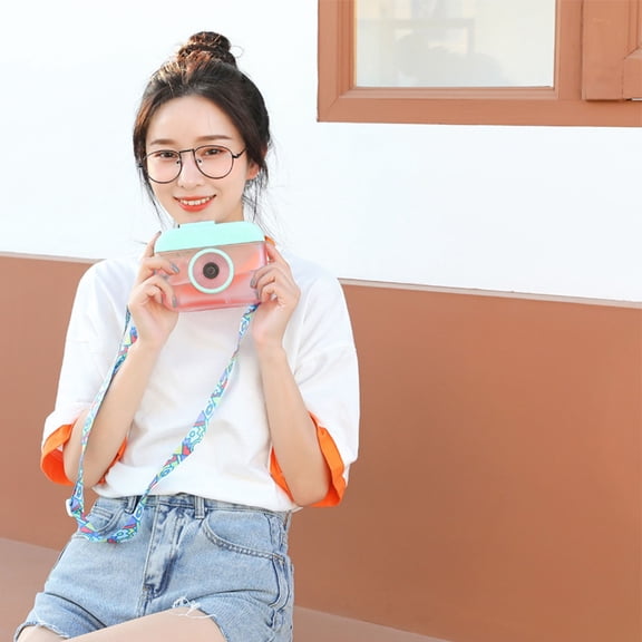Creative Camera Shaped Water Bottle with Straw and Adjustable Crossbody Strap Leakproof Plastic Drinking Cup for Outdoor Travel Camping and Gym,1PC,A