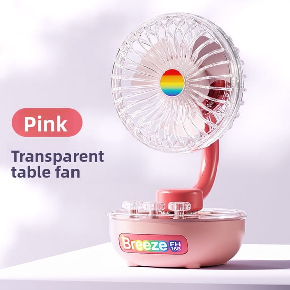 Creative Candy-Colored Handheld Fan with Built-in LED Lights, Portable 2-in-1 Desktop Cooling Fan with Folding Base, USB Rechargeable Personal Mini Fan for Travel and Office