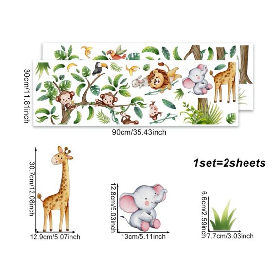 Creative Cartoon Animal Tree Bird Wall Sticker for Living Room Bedroom Children