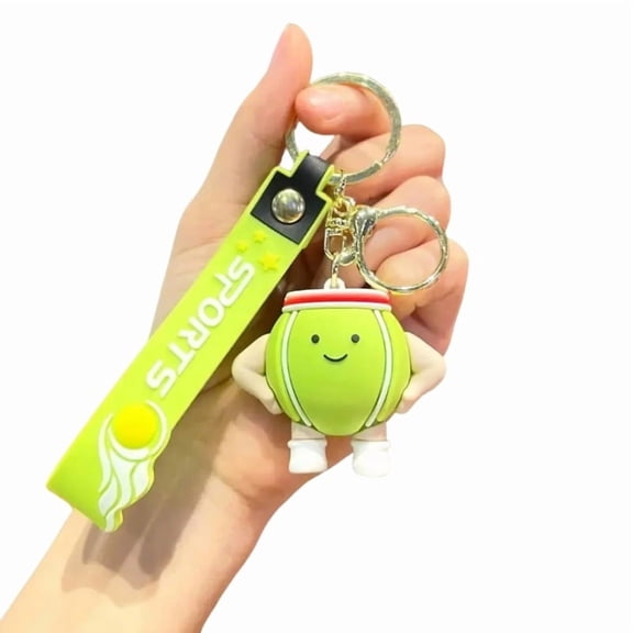 Creative Cartoon Badminton/Football/Table Tennis/Tennis/Basketball/Volleyball Keychain Backpack or Car Decoration