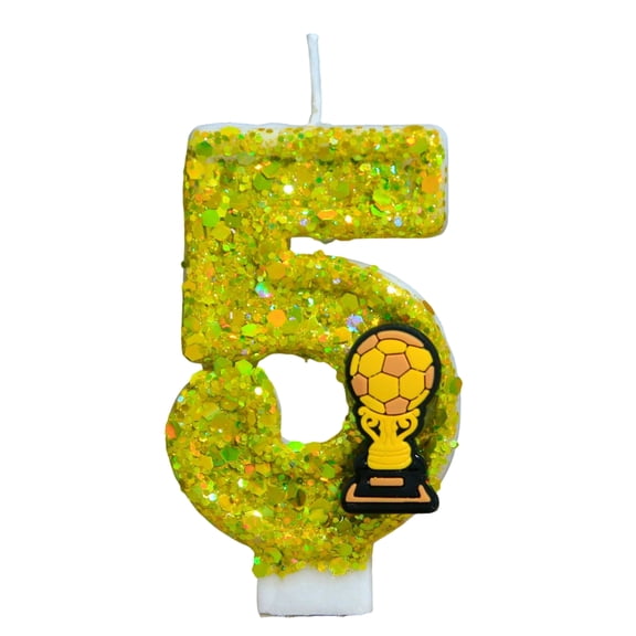 Creative Cartoon Birthday Candle - Soccer Trophy Glitter Design, Party Number Candle - for Birthday Celebrations, Sports Themed Events, Kids Parties