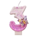 thumbnail image 1 of Creative Cartoon Numeral Birthday Candle, Pink Number Cake Topper with Butterfly Decoration, Elegant Party Supplies for Anniversary Celebration, Number 3, 1 of 6