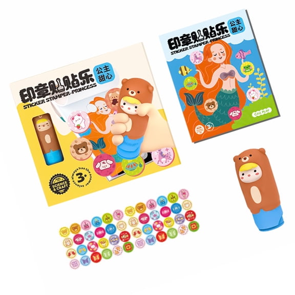 Creative Cartoon Stamp Sticker Set with 300Pieces Stickers Kids Craft Projects Sticker Stamping Book Interaction Toy