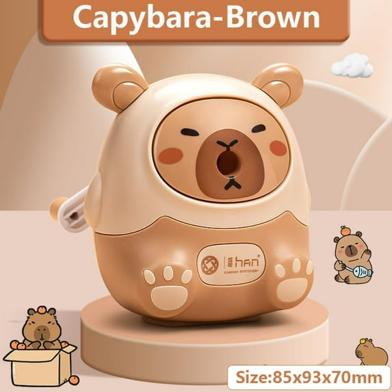 Creative Cartoon Student Prize Gift Stationery Capybara Hand-cranked Mechanical Tool Pencil Sharpener Pencil Automatically Enters Pencil Sharpening Tool 01-BROWN