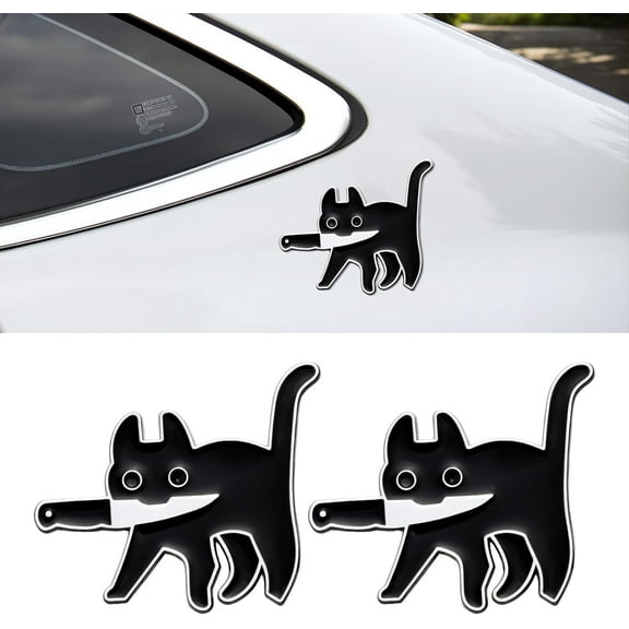 Creative Cat Decals - Car Stickers 2 Pack Cat Metallic Stickers for Car Bumpers, Car Windows, Laptops, Luggage