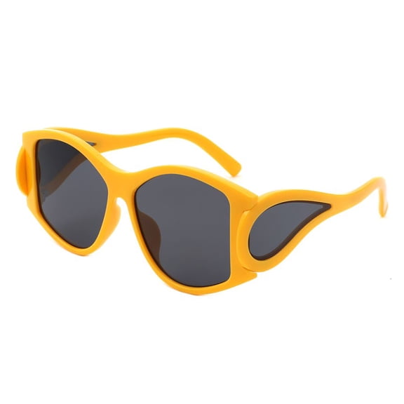 Creative Cat Eye Sunglasses, Yellow Frame with Dark Gray Lenses