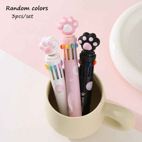 Creative Cat Paw 10 Colors Ballpoint Pen INS Cute Cartoon Kawaii Multi Color Oil Pen For Student DIY Journal Scrapbooking