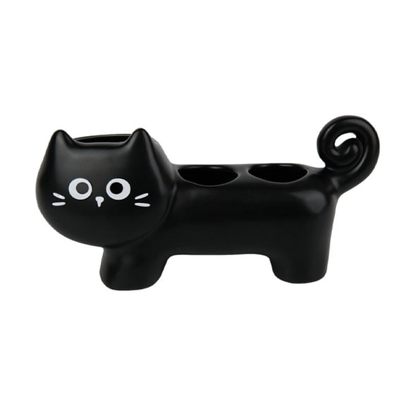 Creative Cat-Shaped Toothbrush Holder - Ceramic Bathroom Countertop Organizer for Electric Toothbrush, Toothpaste & Makeup Brushes, Cute Vanity Storage & Home Decor Accessory