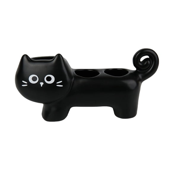 Creative Cat-Shaped Toothbrush Holder - Ceramic Bathroom Countertop Organizer for Electric Toothbrush, Toothpaste & Makeup Brushes, Cute Vanity Storage & Home Decor Accessory