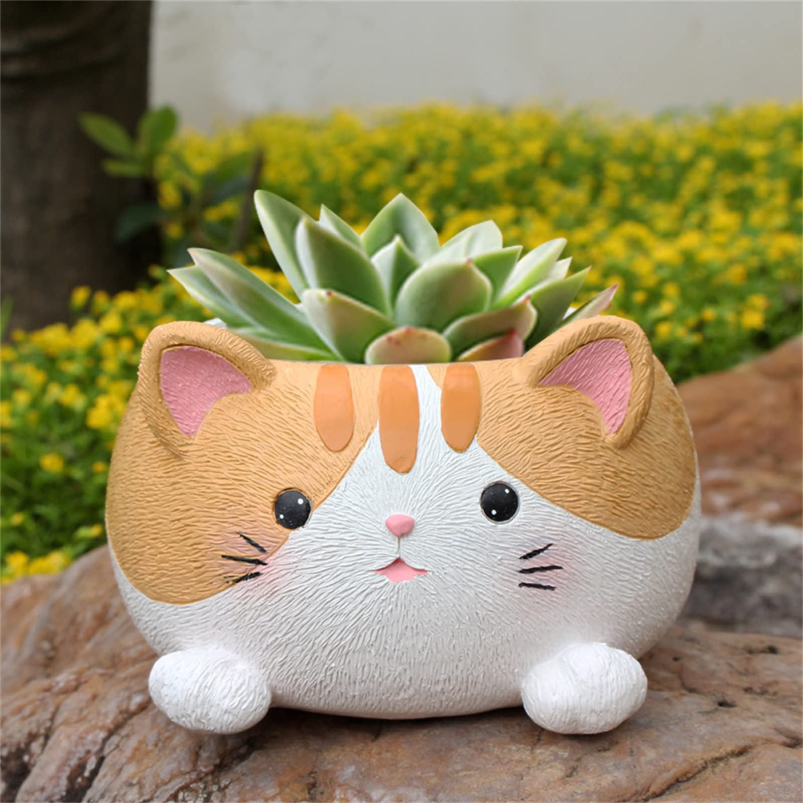 Creative Cat Succulent Planter,Cute Cat Flower Pot,Cat Statue  Decor,Whimsical Fairy Animal Planter Pot with Drainage Hole for Easy  Planting,Resin Cat ...