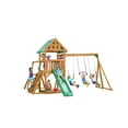 thumbnail image 1 of Creative Cedar Designs Mountain View Wooden Swing Sets with Tarp Roof with Purple Accessories & Green Slide, 1 of 10
