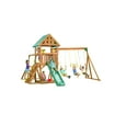 KidKraft Raptor Trail Wooden Outdoor Swing Set with Wavy Slide and Rock ...