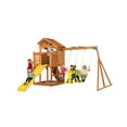 thumbnail image 1 of Creative Cedar Designs Timber Valley Wooden Playset with Wooden Roof, Glider Swing, Sandbox, Climbing Wall, Ladder, Slide & Belt Swings, 1 of 7