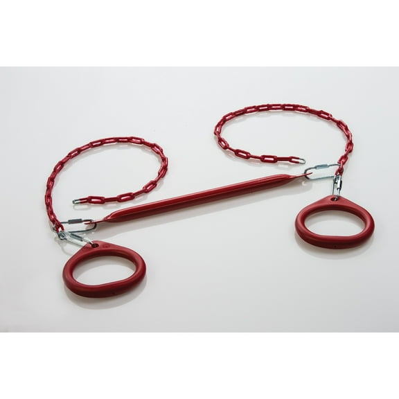 Creative Cedar Designs Trapeze Bar w/ Circular Rings- Red