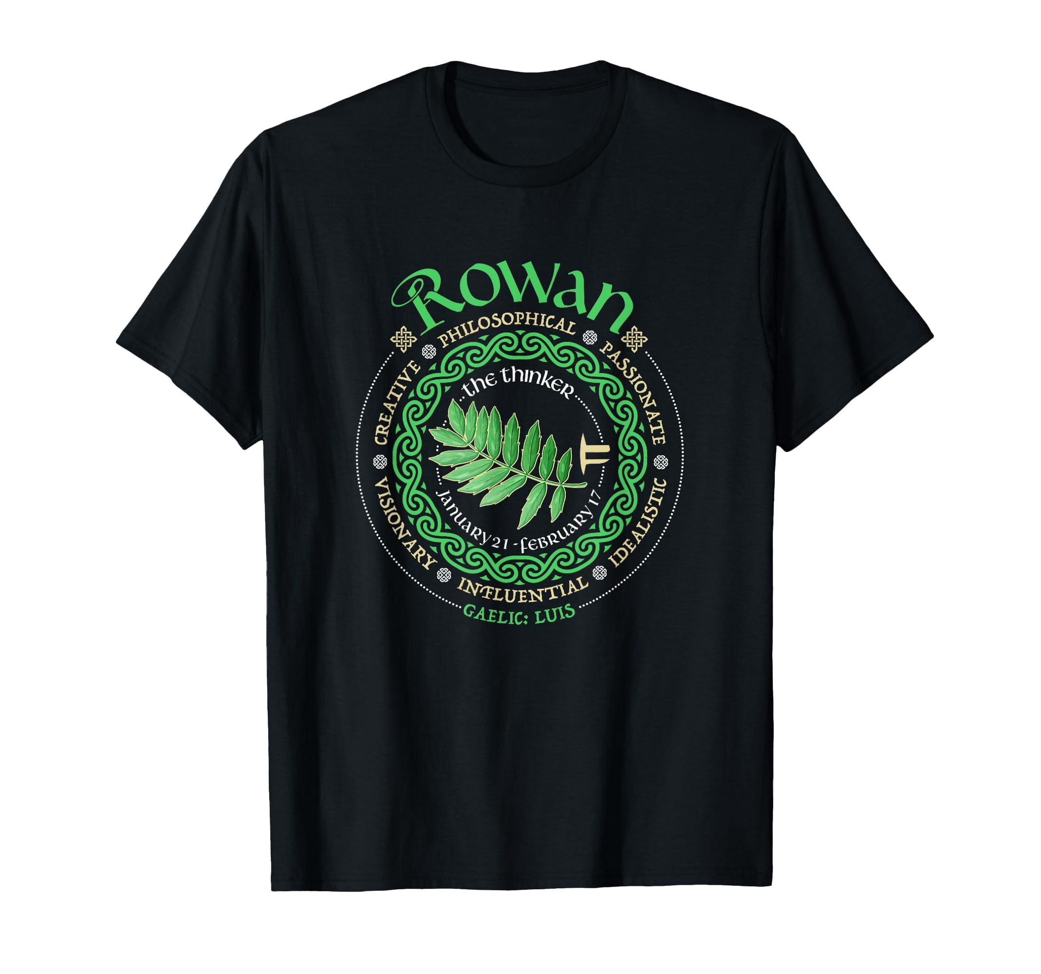 Creative Celtic Tree Zodiac T-Shirt - Black Short Sleeve with ...