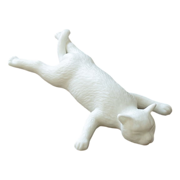 Toyandona White Ceramic Cat Figurine Decorative Desktop Ornament for Office and Home Decor