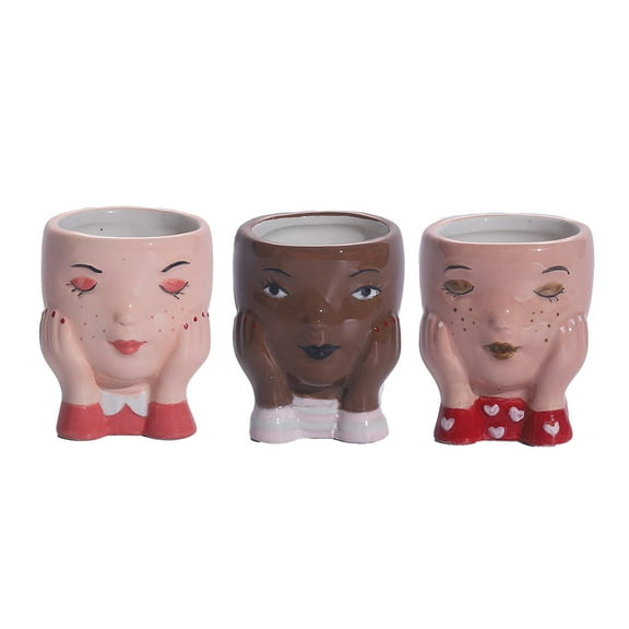 Creative Ceramic Flower Pot Plant Pot Head Human Planter Figurines Statue Succulent Cactus Plants Desktop Decoration for Office