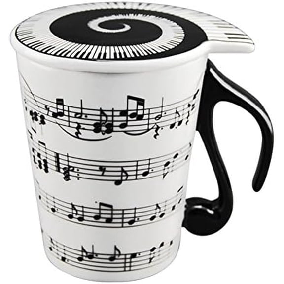Creative Ceramic Musician Coffee Mug Tea Cup with Lid Staves Music Notes as Valentine's Day Gift Teacher Gift