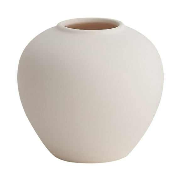 TABLZONE Ceramic Floral Vase Beige for Home Decor, Simple Elegant Design, Decorative Flower Pot for Living Room and Office