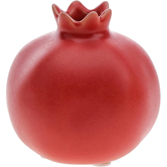 Pomegranate Shape Ceramic Red Vase Decor for Flower Arrangement | Handcrafted stoneware vase, Centerpiece for table shelf bathroom home office, With Florals Plant/ standalone display