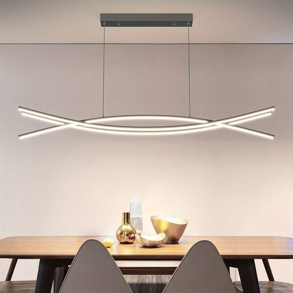 Creative Chandelier, Modern Ceiling Fishbone Pendant Light Fixtures Hanging, LED Color Temperature And Height Adjustable Chandeliers for Dining Room, Living Room, Bedroom, Kitchen, Island