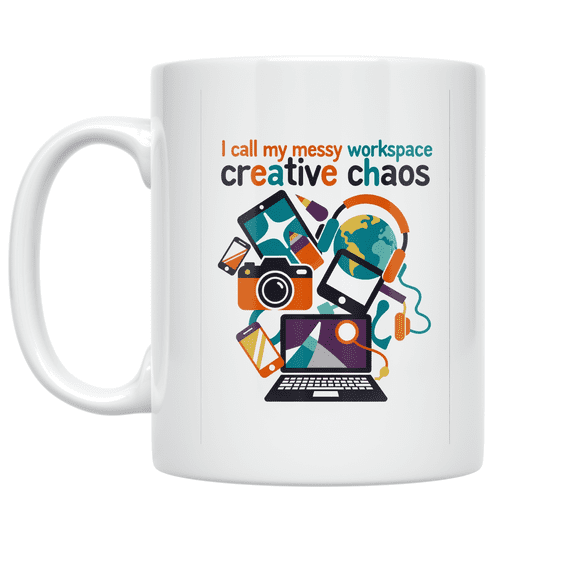 Creative Chaos Workspace Design - Techie Enthusiast - 11 oz Ceramic Coffee Mug