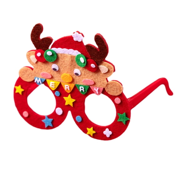 Creative Christmas Costume Glasses Frames Pack of 5 Fun Cartoon Reindeer Snowman Eyewear Frames for Celebrations