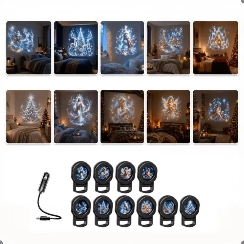 Creative Christmas Pattern Theme USB Projection Light 360 ° Rotating HD ...