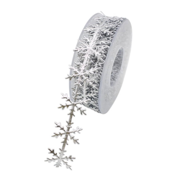 Creative Christmas Ribbon Lace Trims Golden Silver Glitter Snowflake Shape Lace Ribbons for Birthday Wedding Party D