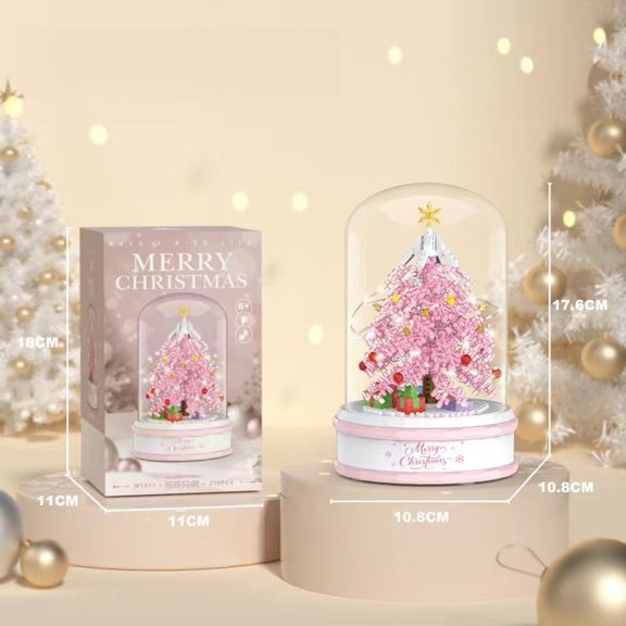 Creative Christmas Tree Building Block Music Box, DIY Assemble Desktop Decor Ornament, Ideal Christmas Holiday Gift