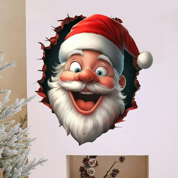 Creative Christmas Wall Breaking Claus Gift Box For Bedroom, Living Room, And Entryway Home Decoration Wall Stickers