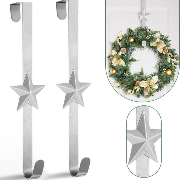 GBAYXJ Wreath Hanger Hook On Door Wreath Hanger Metal Wreath Hooks Over The Door Metal Overdoor Wreath Holder Seasonal Hooks For Fall Christmas Thanksgiving Wreath Decor(SL2)