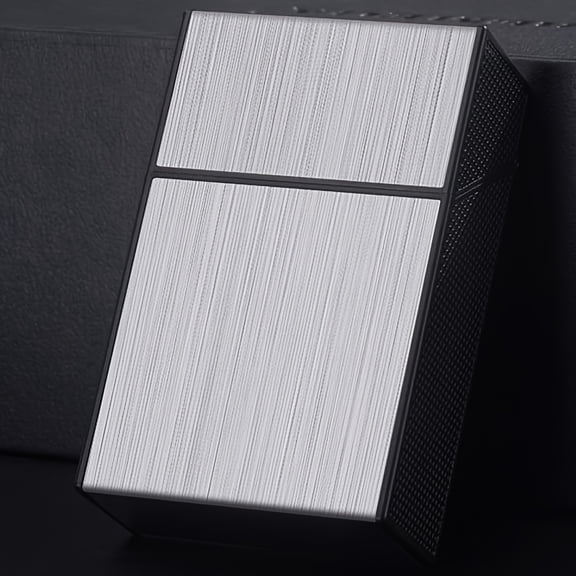 Creative Cigarette Case, Metal Texture Cigarette Case, Stylish Flip Design, Brushed Metal Cigarette Case. Universal for Soft And Hard Packs, Comfortable to The Touch