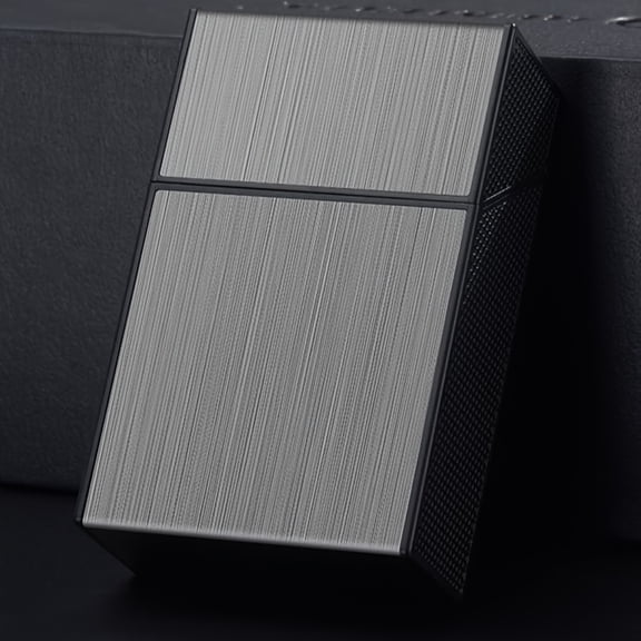 Creative Cigarette Case, Metal Texture Cigarette Case, Stylish Flip Design, Brushed Metal Cigarette Case. Universal for Soft And Hard Packs, Comfortable to The Touch