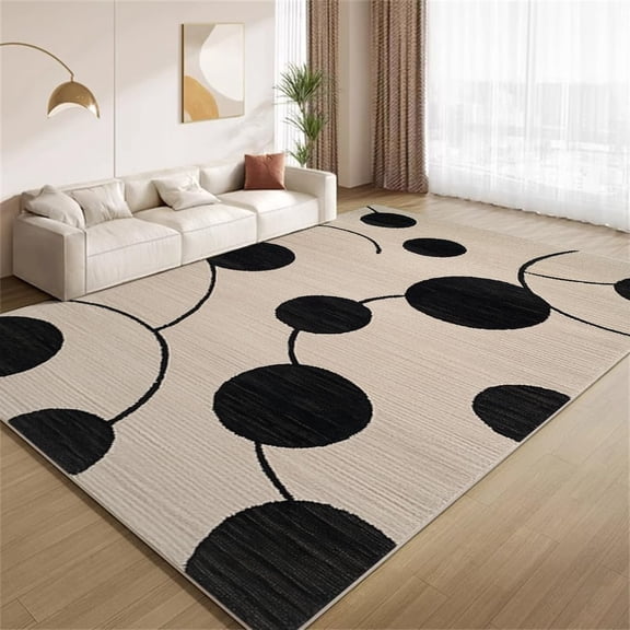 Creative Circle Texture Area Rugs, Black Brown Carpet, Washable Non Slip Low Pile Soft Rug for Living Room Bedroom Office Decor Mat 2ftx3ft