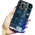 thumbnail image 1 of Creative Circuit Board Glass Phone Case, for iPhone Shell 12 11 / Pro/Pro Max with Lens Protector Film. Unique Straight Edge Design Tech-inspired Back Cover, 1 of 7