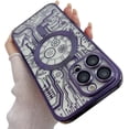 thumbnail image 1 of Creative Circuit Board Pattern Plating Full Cover Case with Lens Film, Soft Case, Anti-Drop, Magnetic Attachment, for iPhone 15 14 13 12 11 Pro Max Plus Phone Case (Dark Purple,iPhone 14 Plus), 1 of 8