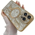 thumbnail image 1 of Creative Circuit Board Pattern Plating Full Cover Case with Lens Film, Soft Case, Anti-Drop, Magnetic Attachment, for iPhone 15 14 13 12 11 Pro Max Plus Phone Case (Gold,iPhone 13 Pro), 1 of 8