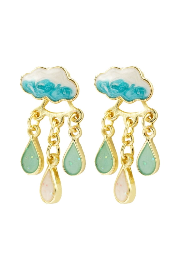 Creative Clouds Water Droplets Dangle Earrings Weather Raindrops Earrings for Statement Birthday Jewelry Gift W