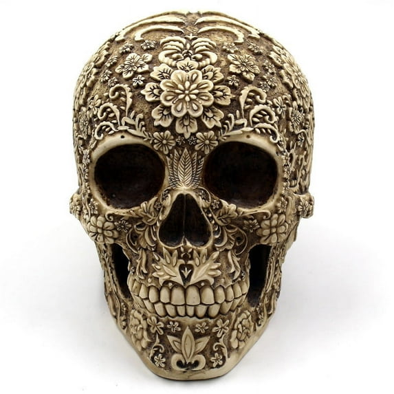 Creative Cluster Flower Skull Ornaments Pattern Halloween Resin Skull Decoration Crafts
