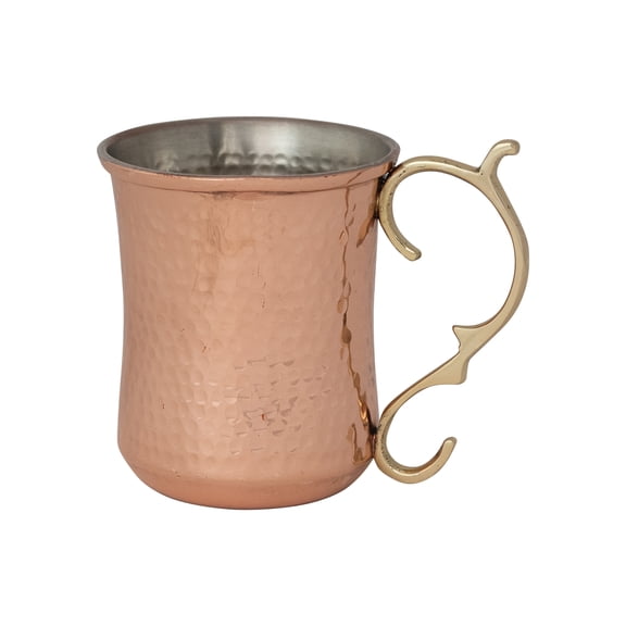 Creative Co-Op 10-Ounce Hammered Stainless Steel Mule Mug with Brass Handle and Copper Finish, Pink